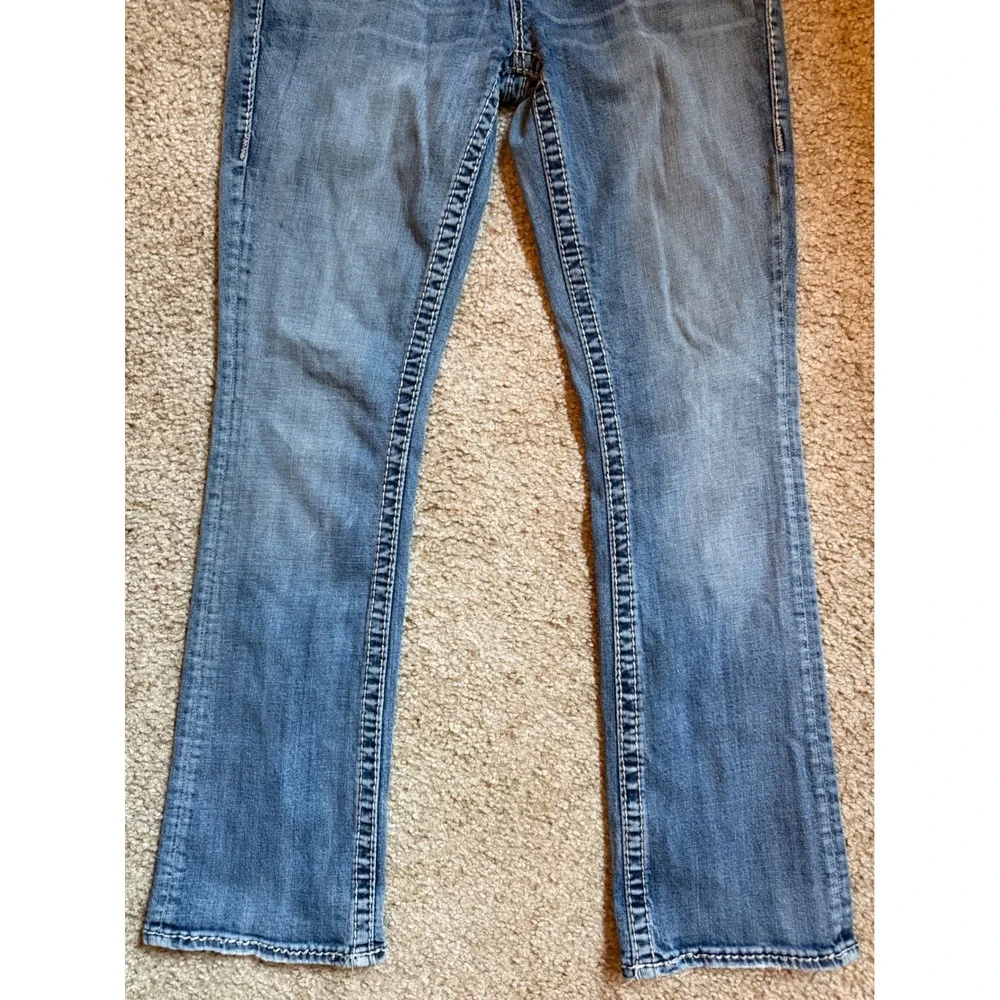 Vigoss The New York Slim Boot Medium Wash Embellished Thick Stitch Jeans Size5/6